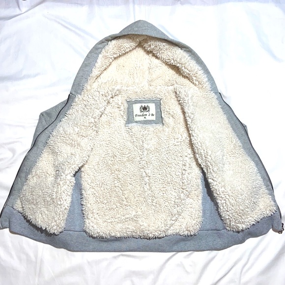 Freedom 2 Be American Vintage 2 way Zip Hoodie Jacket. Sherpa Lined. X-Large. - Picture 6 of 10